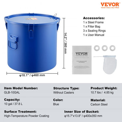 GLB-10GAL - Durable 10-Gallon Fryer Grease Bucket for Hot Oil Filtering