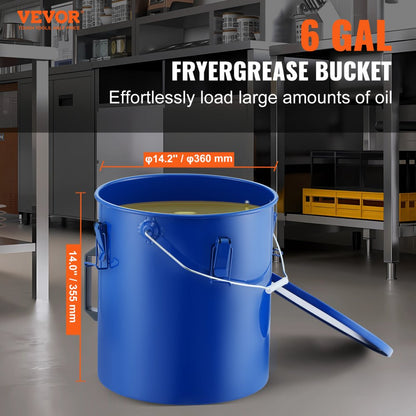 GLB-6GAL - 6-Gallon Heavy-Duty Fryer Grease Bucket with Safe Filtering