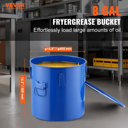 GLB-8GAL - 8-Gallon VEVOR Fryer Grease Bucket for Efficient Oil Filtration