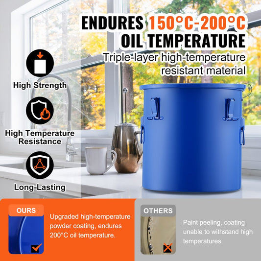 GLB-8GAL - 8-Gallon VEVOR Fryer Grease Bucket for Efficient Oil Filtration