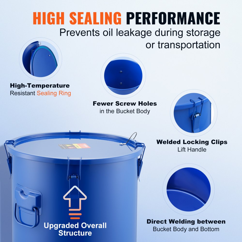 GLB-8GAL - 8-Gallon VEVOR Fryer Grease Bucket for Efficient Oil Filtration