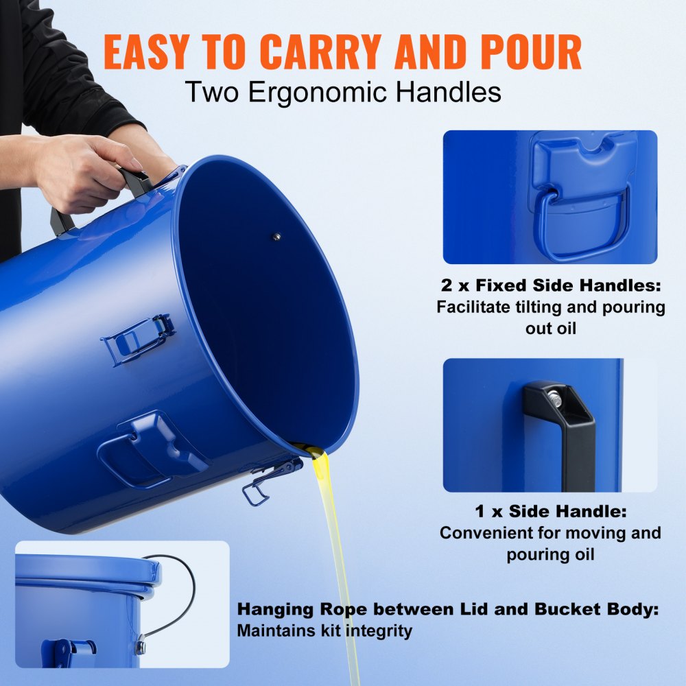 GLB-8GAL - 8-Gallon VEVOR Fryer Grease Bucket for Efficient Oil Filtration