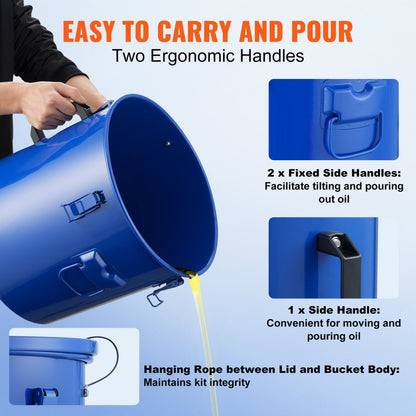 GLB-8GAL - 8-Gallon VEVOR Fryer Grease Bucket for Efficient Oil Filtration