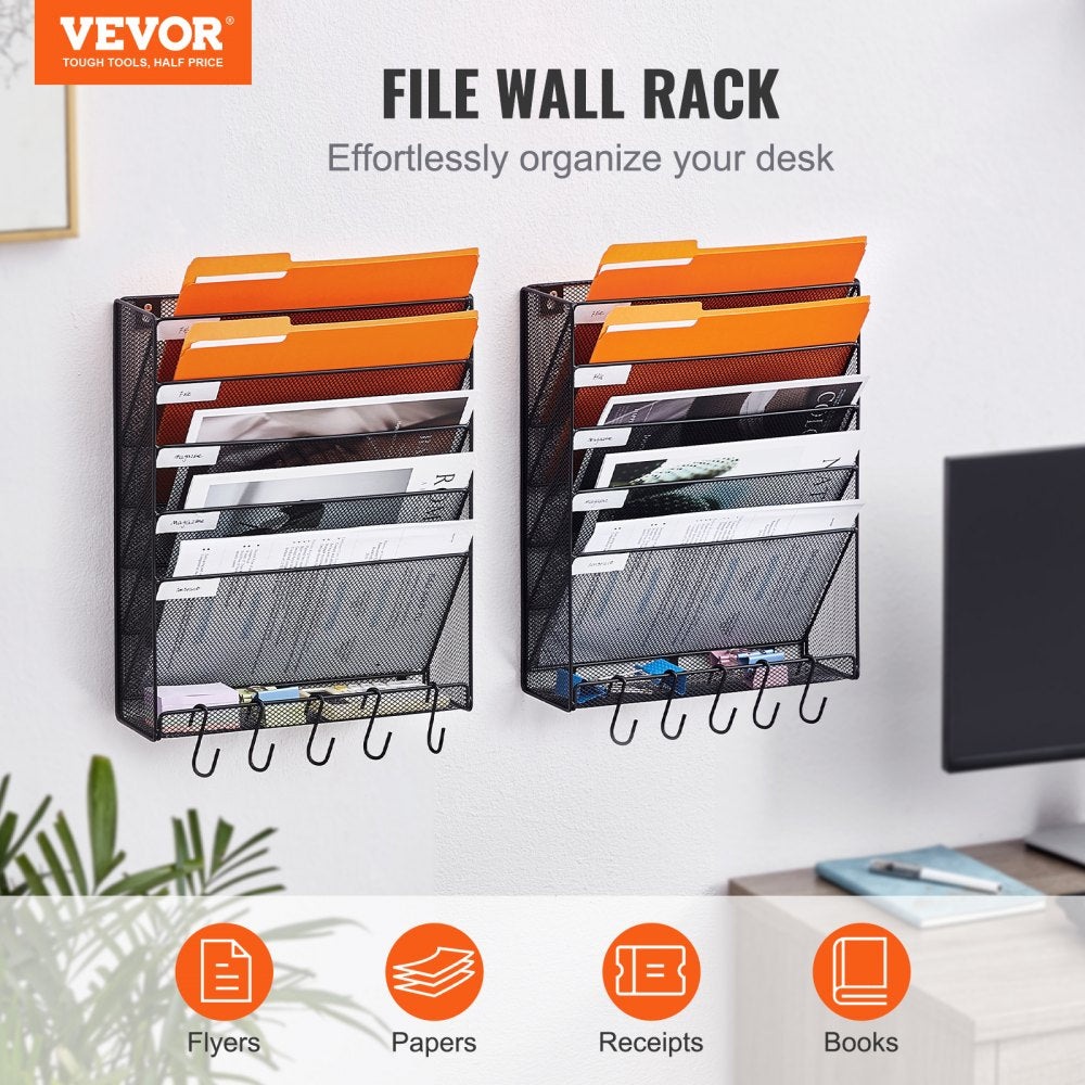 JLW018 - Space-Saving Mesh Wall File Organizer with 6 Pockets
