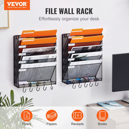 JLW018 - Space-Saving Mesh Wall File Organizer with 6 Pockets