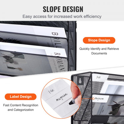 JLW018 - Space-Saving Mesh Wall File Organizer with 6 Pockets