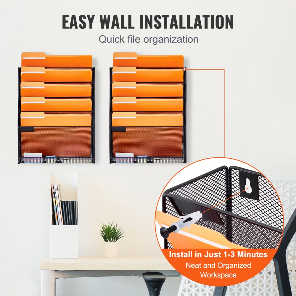 JLW018 - Space-Saving Mesh Wall File Organizer with 6 Pockets