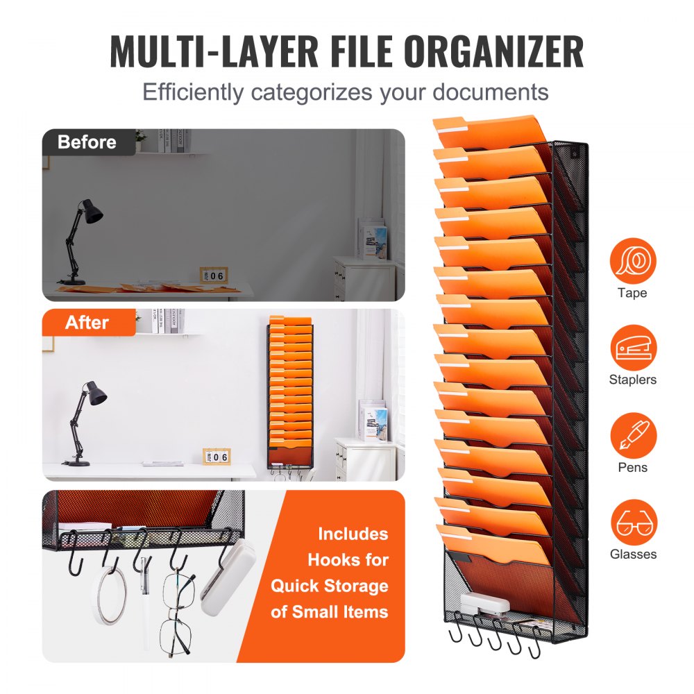 JLW021 - Metal Mesh Wall Organizer for Efficient File Management