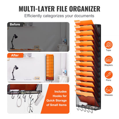 JLW021 - Metal Mesh Wall Organizer for Efficient File Management