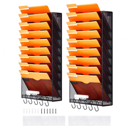 JLW019 - Durable Metal Wall File Organizer with 10 Pockets