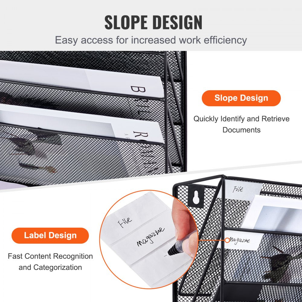 JLW009 - Wall-Mounted 6-Pocket Metal Document Organizer for Office Use