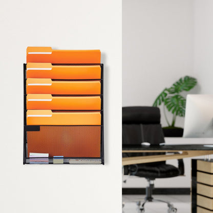 JLW009 - Wall-Mounted 6-Pocket Metal Document Organizer for Office Use