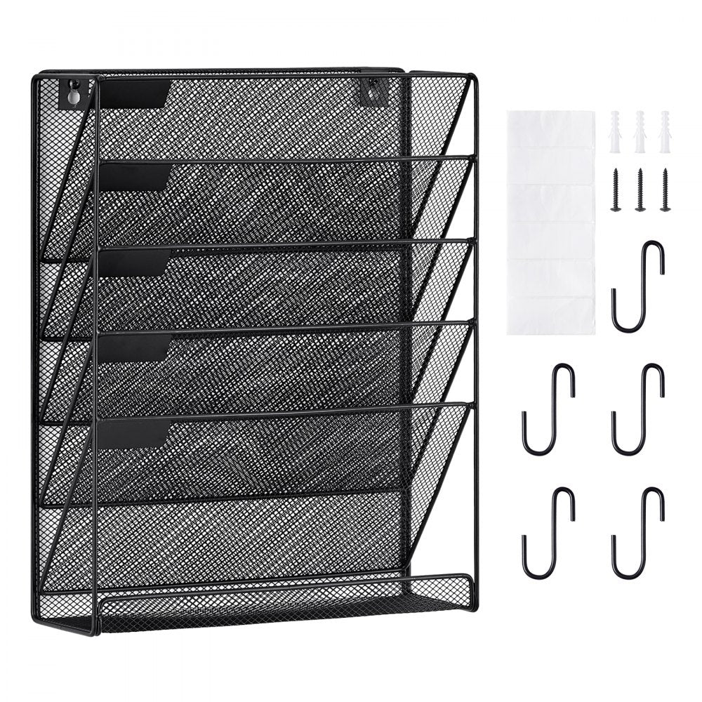 JLW009 - Wall-Mounted 6-Pocket Metal Document Organizer for Office Use
