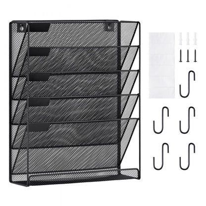 JLW009 - Wall-Mounted 6-Pocket Metal Document Organizer for Office Use