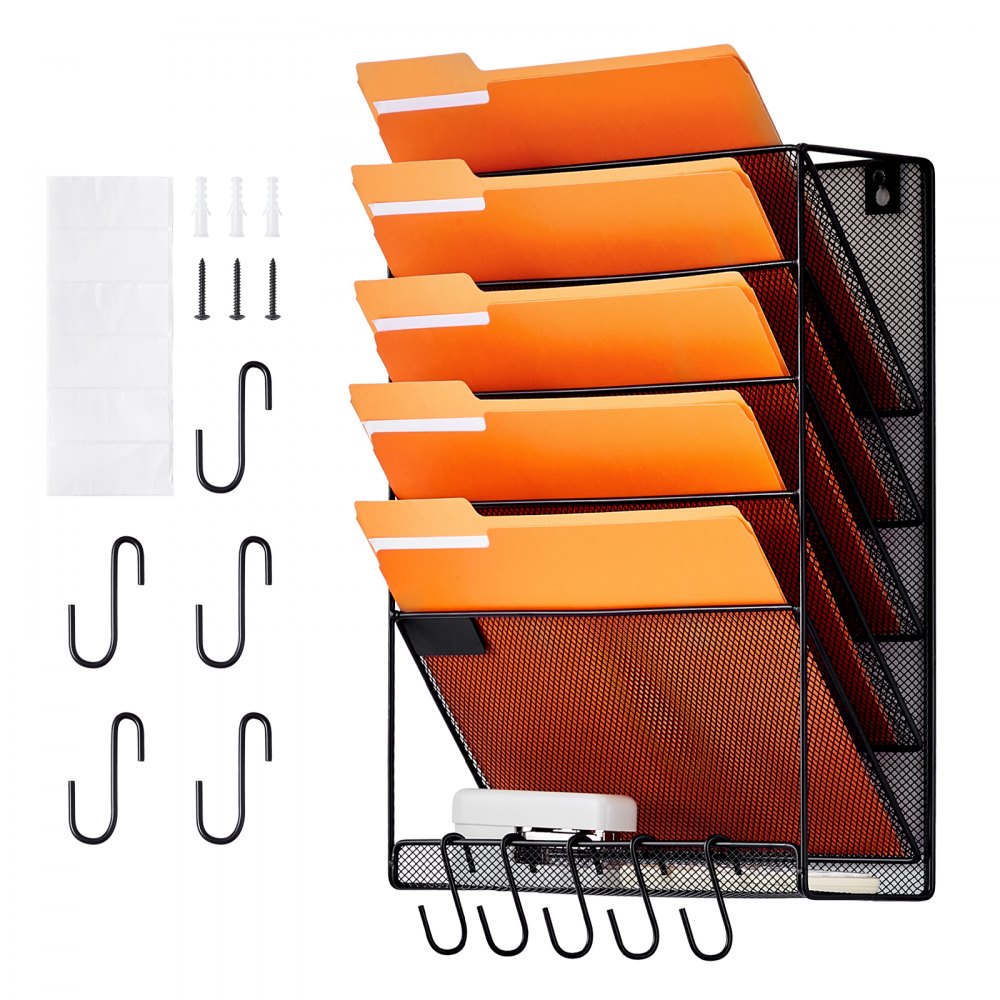 JLW009 - Wall-Mounted 6-Pocket Metal Document Organizer for Office Use
