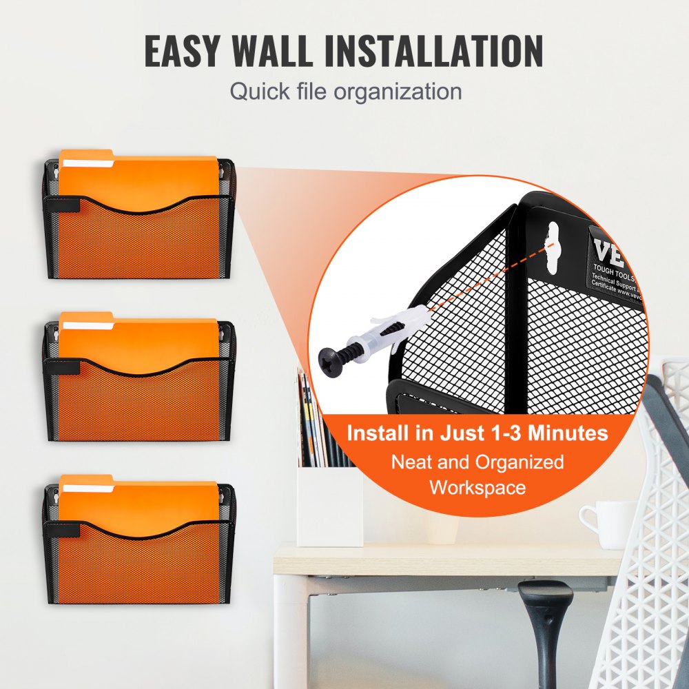 JLW001 - Durable Wall-Mount File Organizer with Multi-Tier Storage