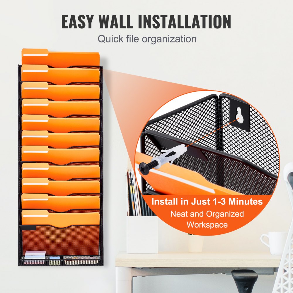 JLW020 - Durable Wall-Mounted File Organizer with 12 Pockets