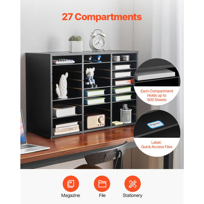 HZFC008-BL - 27-Compartment VEVOR Literature Organizer for Desk Clutter Management