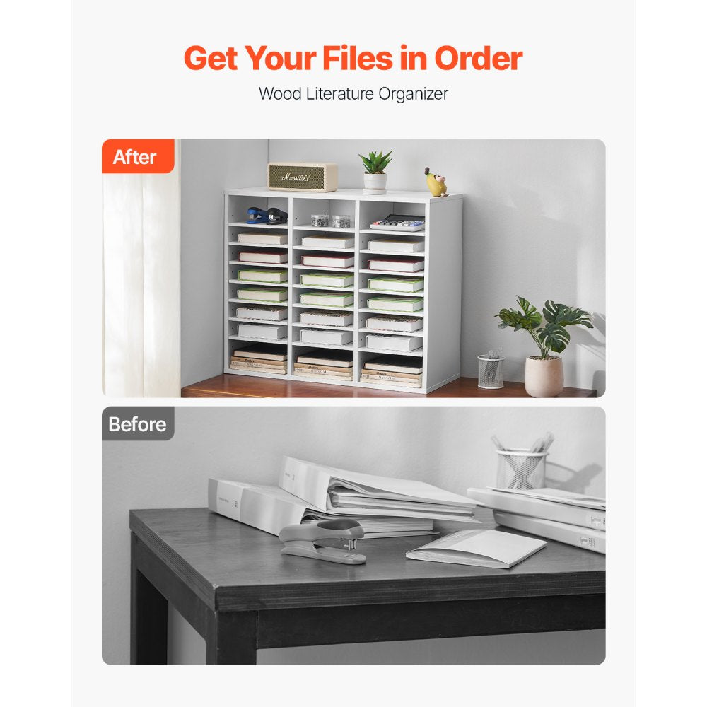 KLFC-17 - 24-Compartment Literature Organizer, 29" Wooden Storage Solution