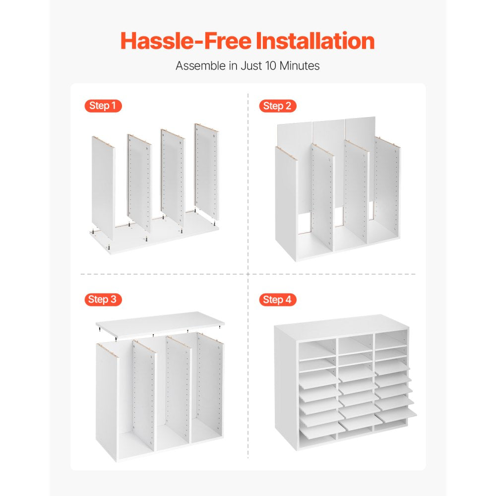 KLFC-17 - 24-Compartment Literature Organizer, 29" Wooden Storage Solution