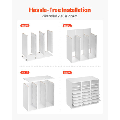 KLFC-17 - 24-Compartment Literature Organizer, 29" Wooden Storage Solution