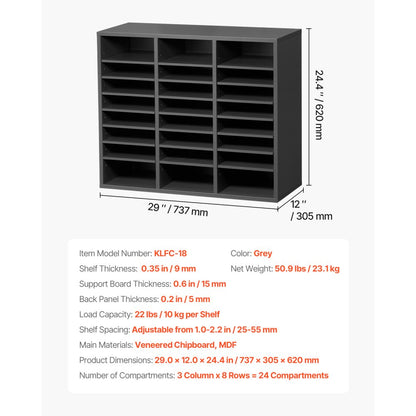 KLFC-18 - 24-Compartment Organizer for Office & Home, 9.2 x 11.1 Inches