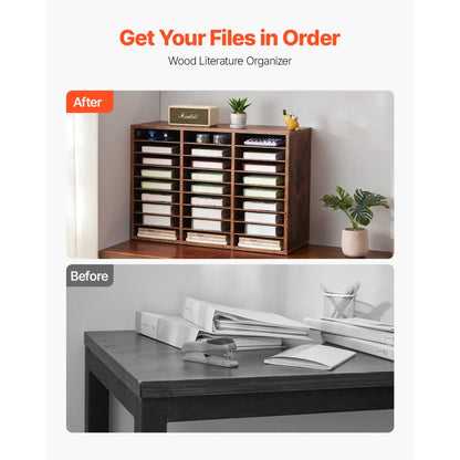HZFC008-BN - 27-Compartment Literature Organizer with Adjustable Shelves