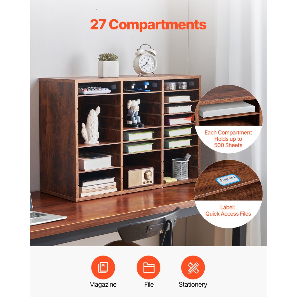 HZFC008-BN - 27-Compartment Literature Organizer with Adjustable Shelves