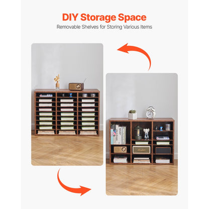 HZFC008-BN - 27-Compartment Literature Organizer with Adjustable Shelves