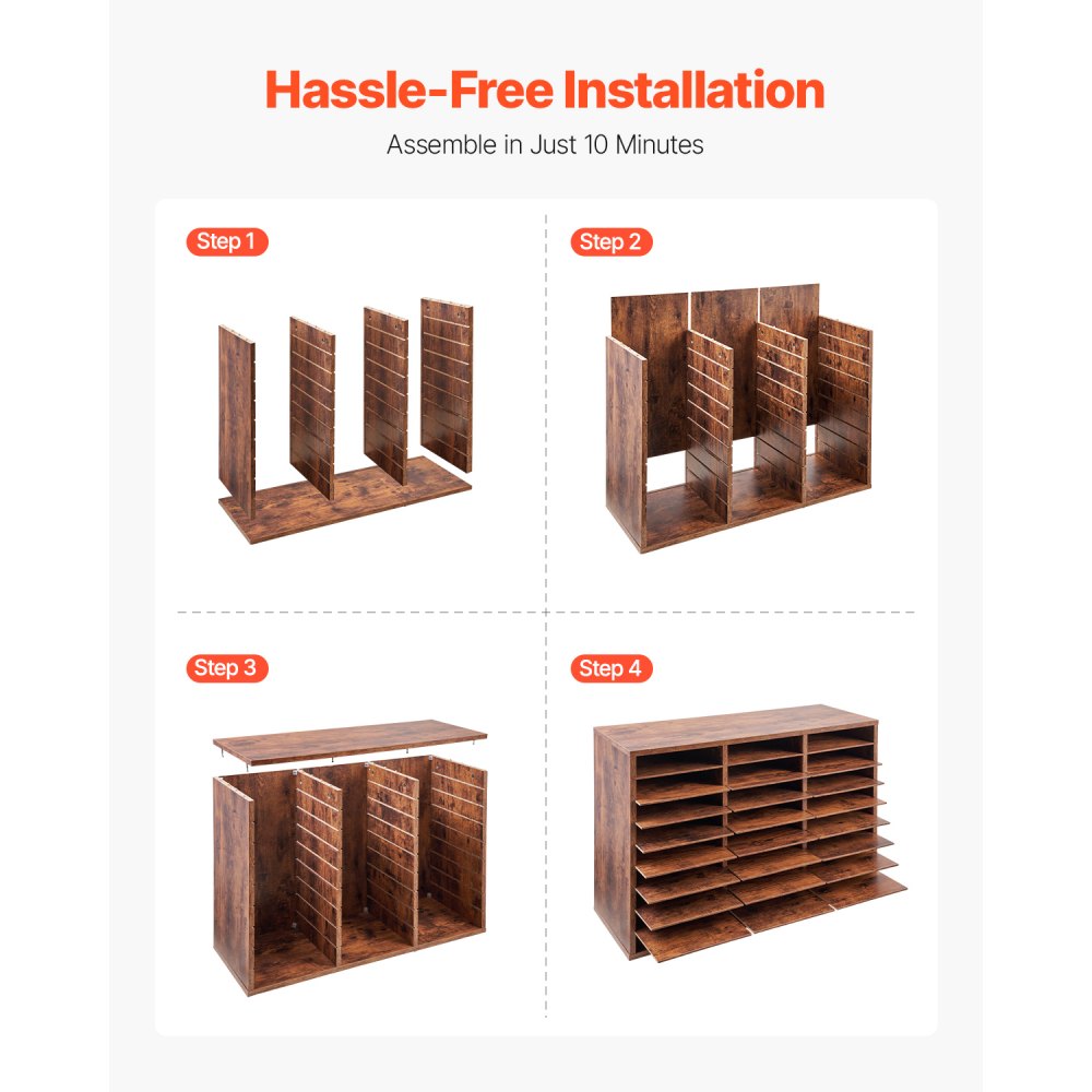 HZFC008-BN - 27-Compartment Literature Organizer with Adjustable Shelves