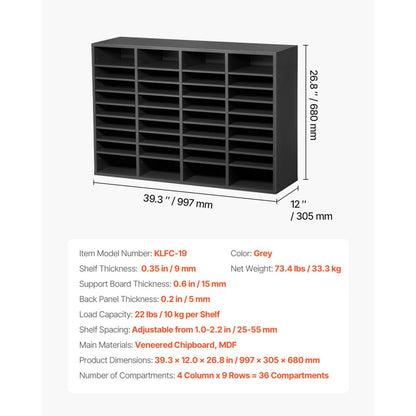 KLFC-19 - VEVOR 36-Compartment Organizer with Adjustable Shelf Heights