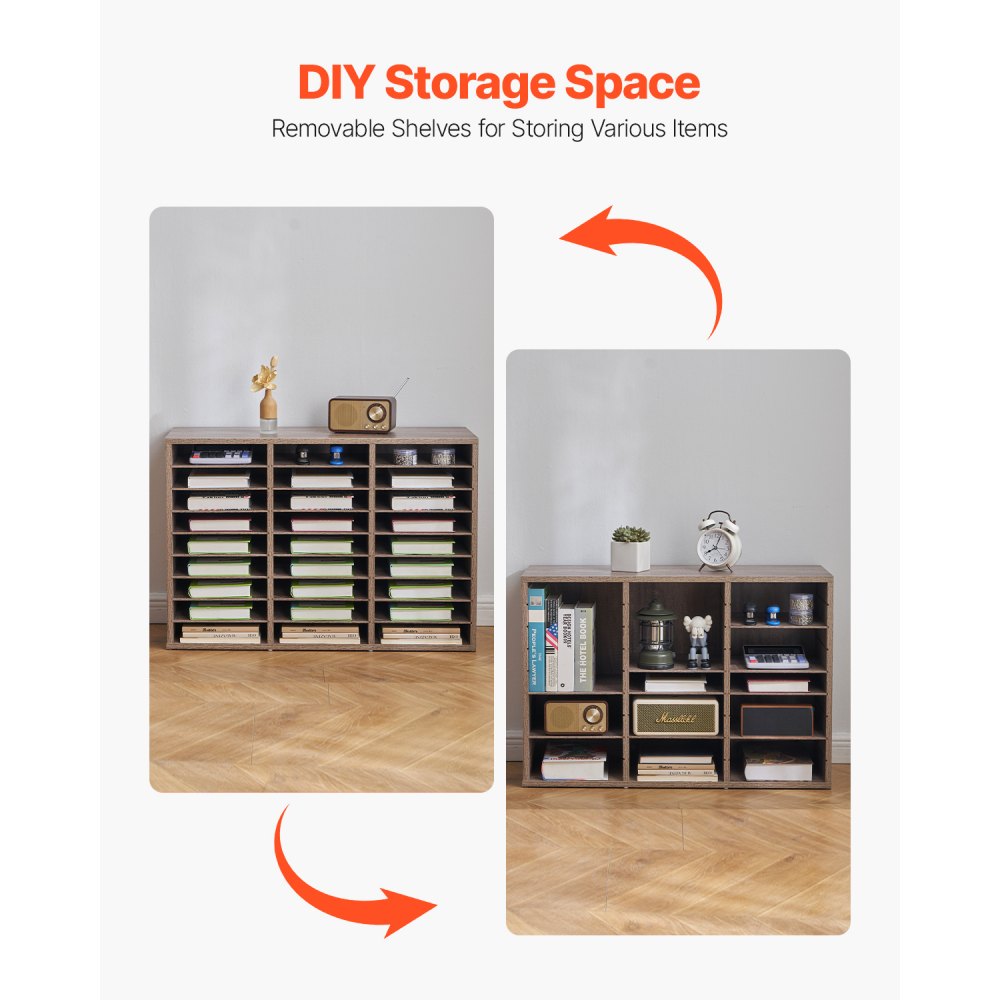 HZFC008-GY - 27-Compartment Organizer for Books and Documents, Durable Design