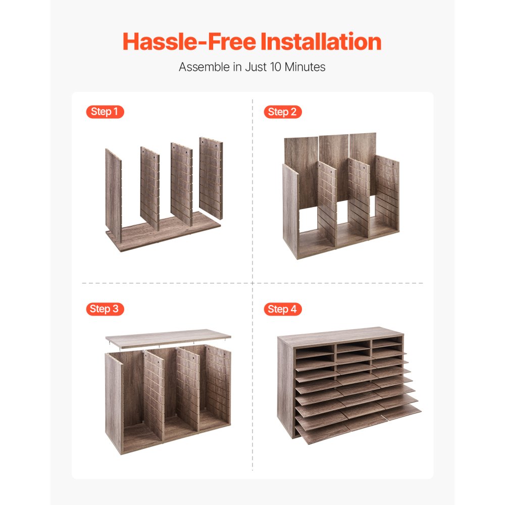 HZFC008-GY - 27-Compartment Organizer for Books and Documents, Durable Design