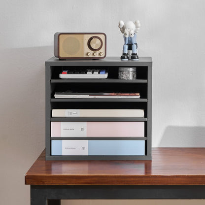 KLFC-16 - 5-Compartment Grey Literature Organizer for Workspace Decluttering