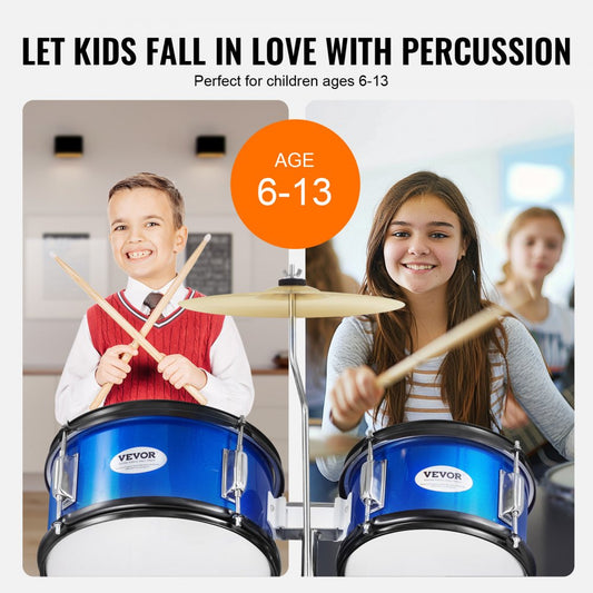 SH-002-BL - Vibrant 5-Piece Kids Drum Set with Throne and Cymbals