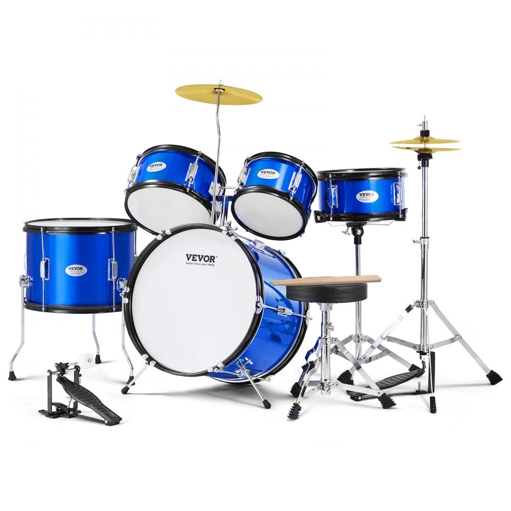 SH-002-BL - Vibrant 5-Piece Kids Drum Set with Throne and Cymbals