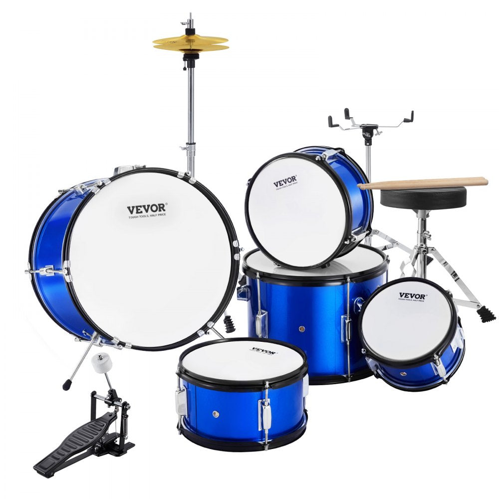 SH-002-BL - Vibrant 5-Piece Kids Drum Set with Throne and Cymbals