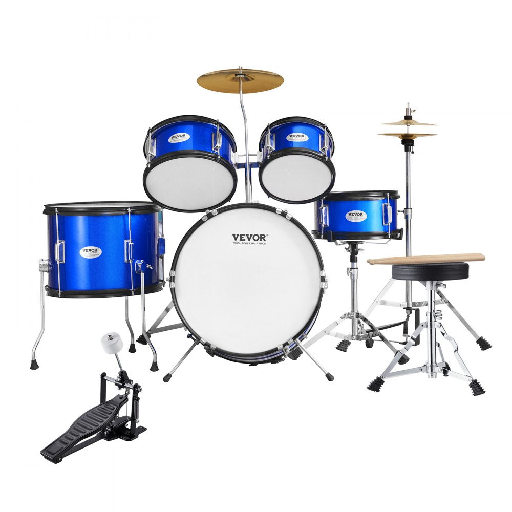 SH-002-BL - Vibrant 5-Piece Kids Drum Set with Throne and Cymbals