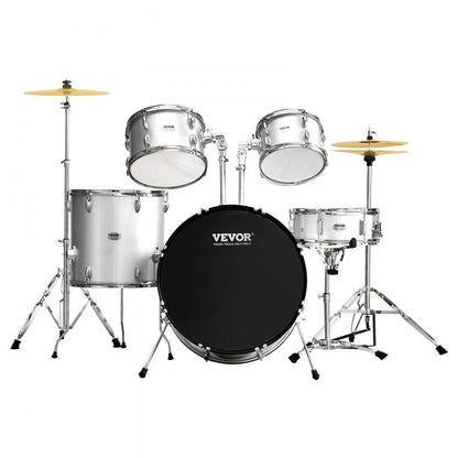 SH-003-SY - VEVOR 5-Piece Beginner Drum Set, 22" Bass, Silver Finish