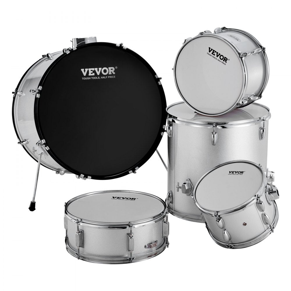 SH-003-SY - VEVOR 5-Piece Beginner Drum Set, 22" Bass, Silver Finish