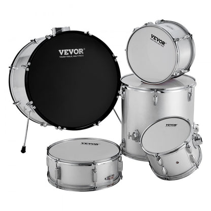 SH-003-SY - VEVOR 5-Piece Beginner Drum Set, 22" Bass, Silver Finish