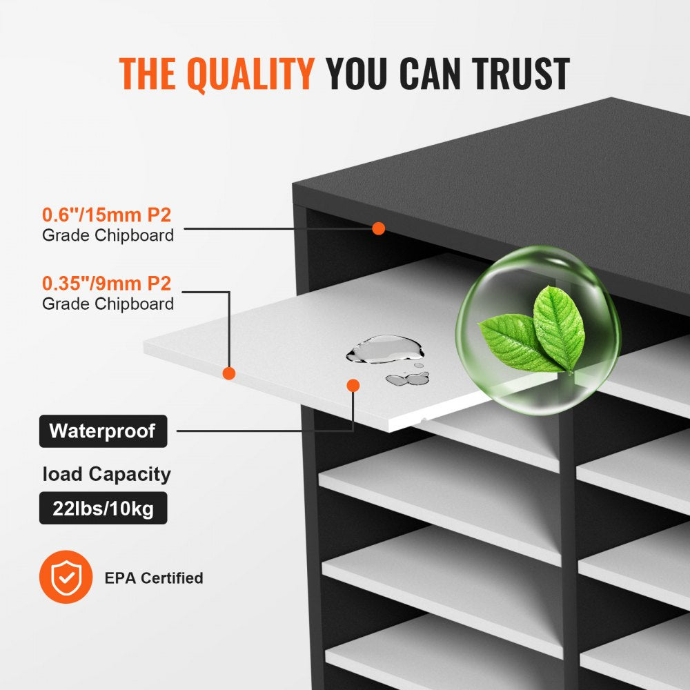 KLFC-12 - Versatile 27-Compartment MDF Literature Organizer with Adjustable Shelves