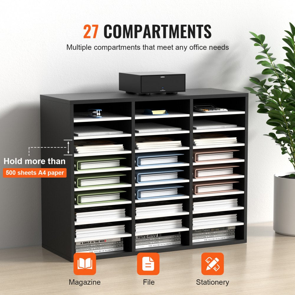 KLFC-12 - Versatile 27-Compartment MDF Literature Organizer with Adjustable Shelves