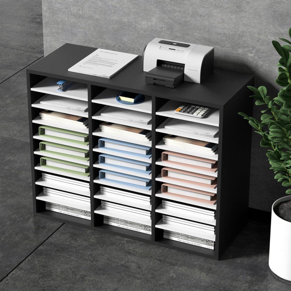 KLFC-12 - Versatile 27-Compartment MDF Literature Organizer with Adjustable Shelves