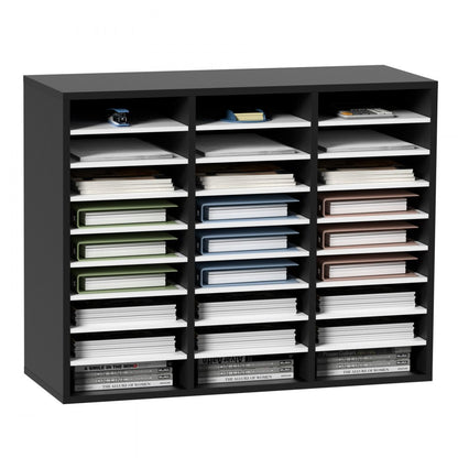 KLFC-12 - Versatile 27-Compartment MDF Literature Organizer with Adjustable Shelves