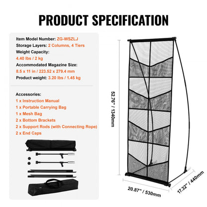 ZG-WSZLJ - Durable 4-Tier Aluminum Brochure Stand for Versatile Use