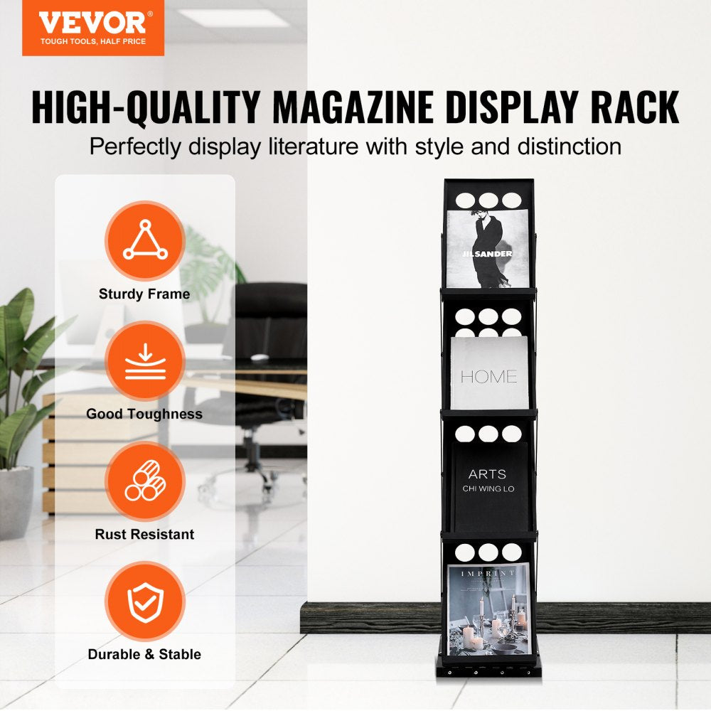 ZG-TSZLJ - Durable 4-Tier Foldable Magazine Display Rack with Stability