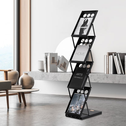 ZG-TSZLJ - Durable 4-Tier Foldable Magazine Display Rack with Stability