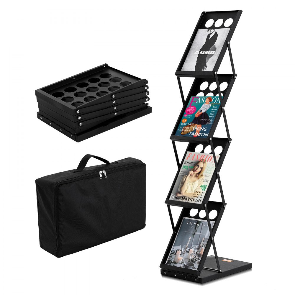 ZG-TSZLJ - Durable 4-Tier Foldable Magazine Display Rack with Stability