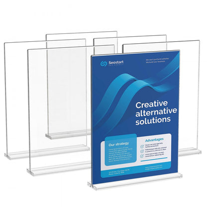 8706 - 8.5x11 Acrylic Sign Holder, Pack of 6, Double-Sided Display